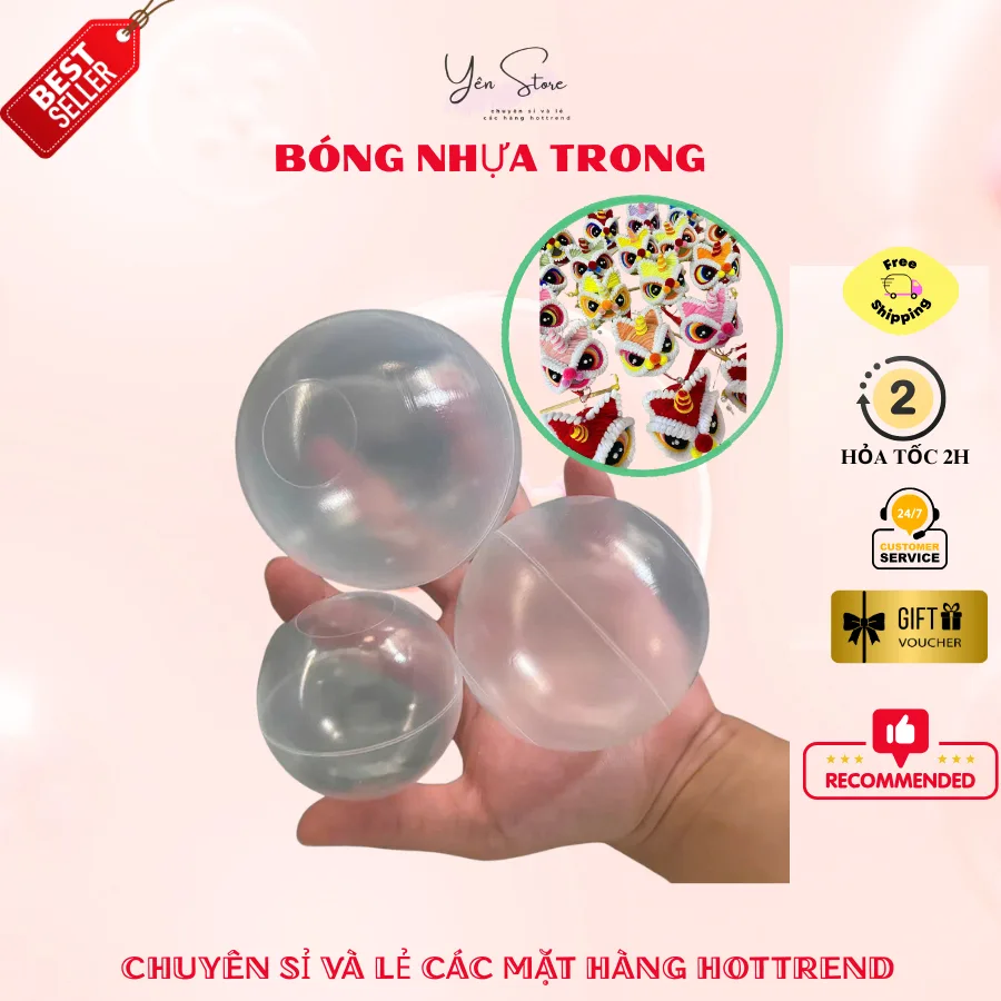 Bóng Nhựa Trong Size 5.5Cm và 8Cm Dùng Làm Đầu Lân, Đầu Thú, Làm Đồ Handmade- YENStoreDIY